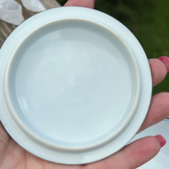 Japanese Tachikichi Red and Green Bamboo Design Tea Bowl with lid. Vintage - Picture 3 of 5